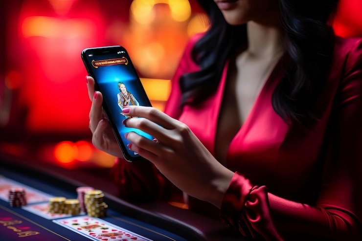 Live dealer blackjack table showing card layout and betting positions